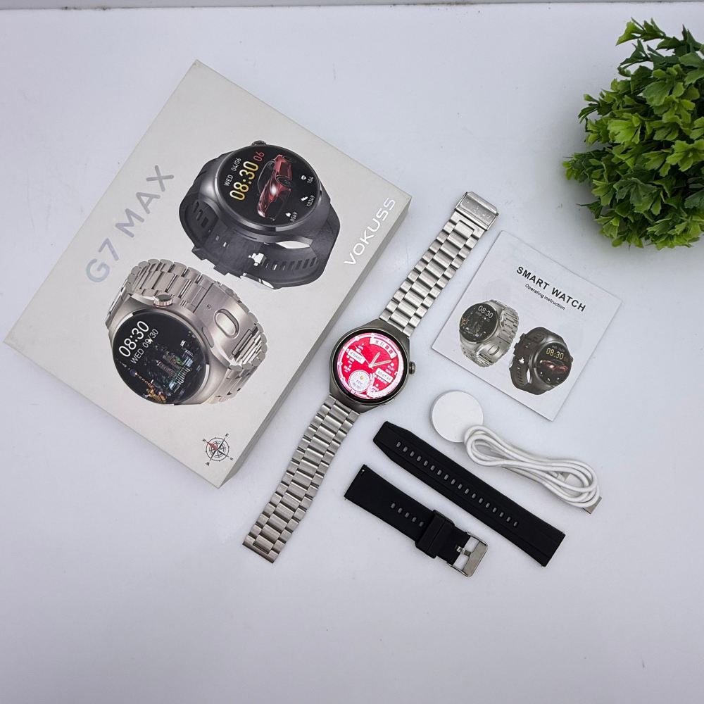 G7 Max Smart Watch | Round Dial | Stainless Steel